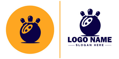 bowling ball icon balls ninepins trophy cups team sports club tournaments sign symbol vector logoのイラスト素材