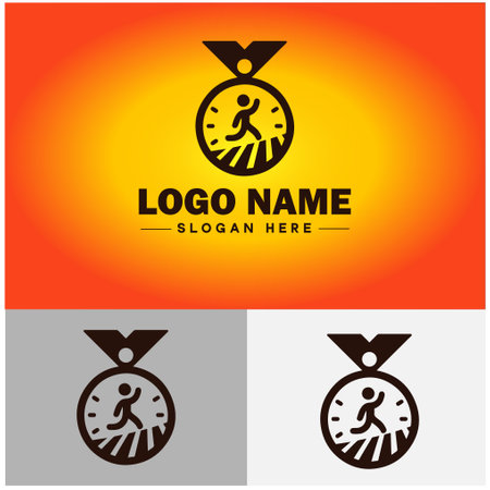 Medal icon award logo contest winner champion Rosette Stamp sign symbol vector logoのイラスト素材