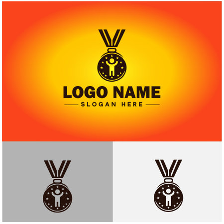 Medal icon award logo contest winner champion Rosette Stamp sign symbol vector logoのイラスト素材