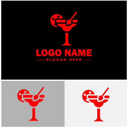 Cocktail logo icon party design martini glass restaurant juice bar vector logoのイラスト素材