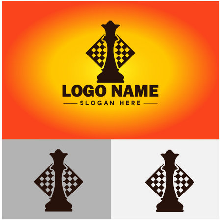 Chess pieces logo icon Board game club team tournament match symbols vector logoのイラスト素材