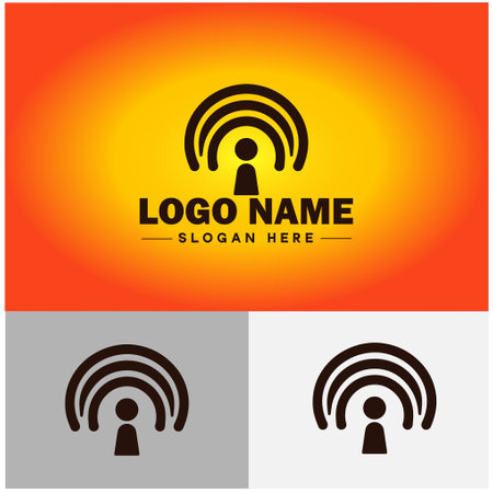 Wifi logo icon wireless signal Waves Communication Symbols internet wifi web app sign vector logoのイラスト素材