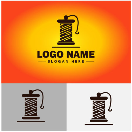 Spool of thread icon tailor tools handmade clothing store atelier tailoring salon shops business vector logoのイラスト素材