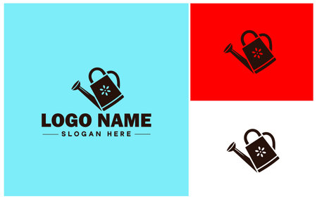 Watering can logo icon farm gardening horticulture plants agriculture web app watering vector logoのイラスト素材