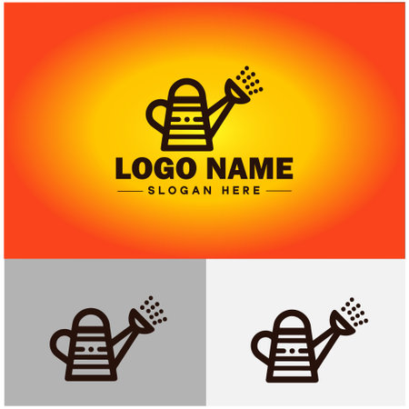 Watering can logo icon farm gardening horticulture plants agriculture web app vector logoのイラスト素材