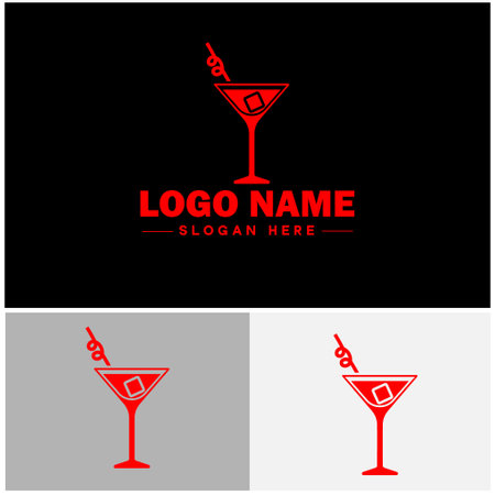 Cocktail logo icon party design martini glass restaurant juice bar vector logoのイラスト素材