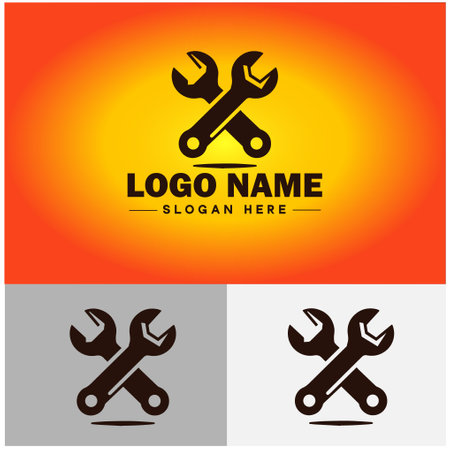 Wrench logo icon Tools Workshop auto car repair service shop Working tools symbols vector logoのイラスト素材
