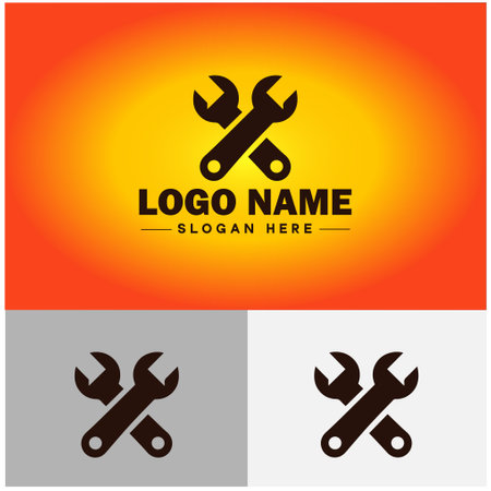 Wrench logo icon Tools Workshop auto car repair service shop Working tools symbols vector logoのイラスト素材