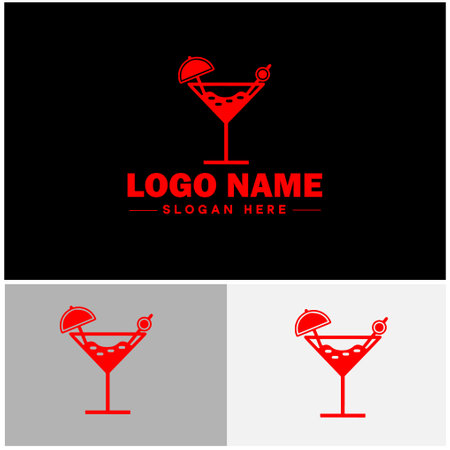 Cocktail logo icon party design martini glass restaurant juice bar vector logoのイラスト素材