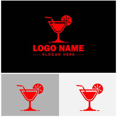 Cocktail logo icon party design martini glass restaurant juice bar vector logoのイラスト素材
