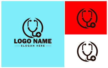 Stethoscope icon logo health care phonendoscope medicine Doctors pharmacy vector logoのイラスト素材