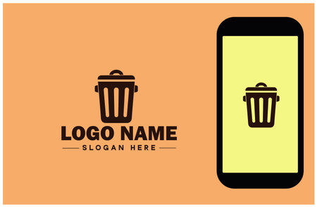 trash can icon recycle reduce environment garbage web app vector logoのイラスト素材