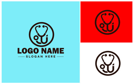 Stethoscope icon logo health care phonendoscope medicine Doctors pharmacy vector logoのイラスト素材