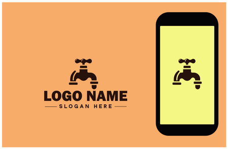 water faucet icon tap logo Plumbing water drop pipe line service sign symbol vector logoのイラスト素材