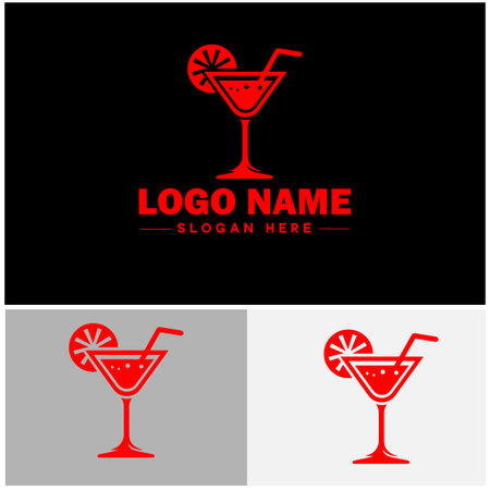 Cocktail logo icon party design martini glass restaurant juice bar vector logoのイラスト素材