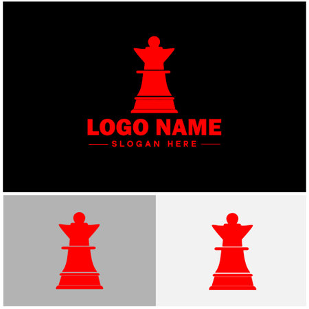 Chess pieces logo icon Board game club team tournament match symbols vector logoのイラスト素材