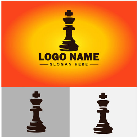 Chess pieces logo icon Board game club team tournament match symbols vector logoのイラスト素材
