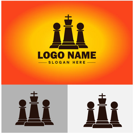 Chess pieces logo icon Board game club team tournament match symbols vector logoのイラスト素材
