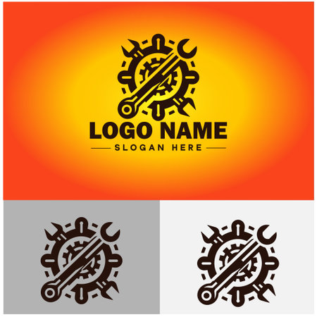 Wrench logo icon Tools Workshop auto car repair service shop Working tools symbols vector logoのイラスト素材