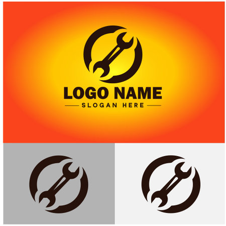 Wrench logo icon Tools Workshop auto car repair service shop Working tools symbols vector logoのイラスト素材