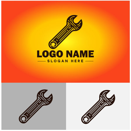 Wrench logo icon Tools Workshop auto car repair service shop Working tools symbols vector logoのイラスト素材