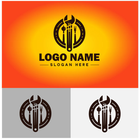 Wrench logo icon Tools Workshop auto car repair service shop Working tools symbols vector logoのイラスト素材