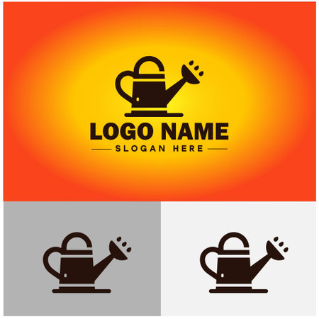 Watering can logo icon farm gardening horticulture plants agriculture web app vector logoのイラスト素材