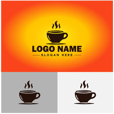 Tea cup icon Cafe Restaurant food hot coffee Cup drink business vector logoのイラスト素材