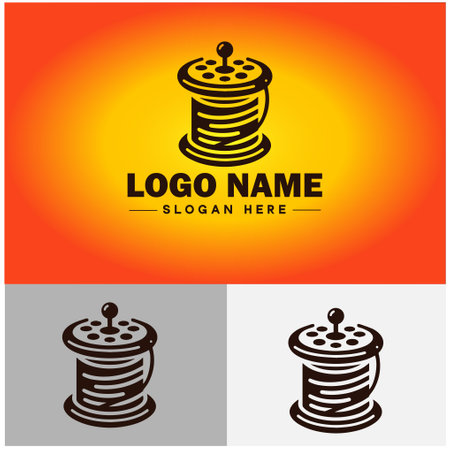 Spool of thread icon tailor tools handmade clothing store atelier tailoring salon shops business vector logoのイラスト素材