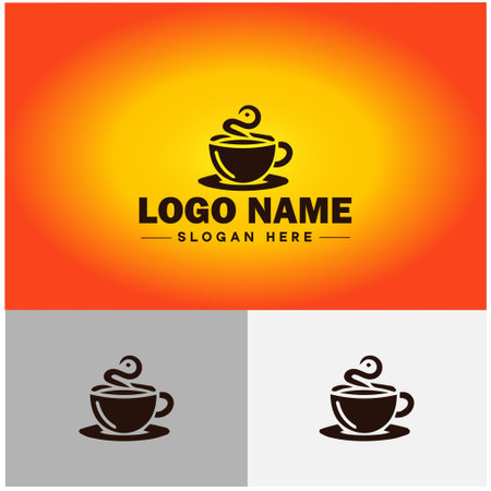 Tea cup icon Cafe Restaurant food hot coffee Cup drink business vector logoのイラスト素材