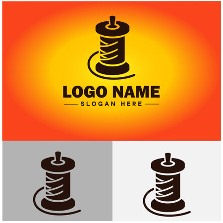 Spool of thread icon tailor tools handmade clothing store atelier tailoring salon shops business vector logoのイラスト素材