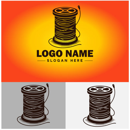 Spool of thread icon tailor tools handmade clothing store atelier tailoring salon shops business vector logoのイラスト素材