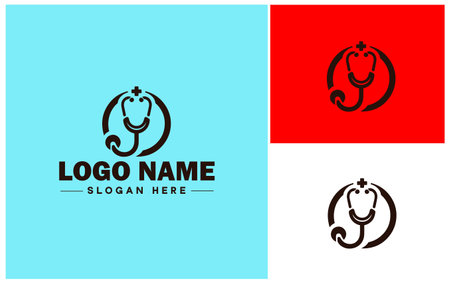 Stethoscope icon logo health care phonendoscope medicine Doctors pharmacy vector logoのイラスト素材