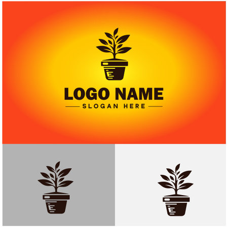plant icon logo green leaf seedling growing plant eco technology environment silhouette vector logoのイラスト素材