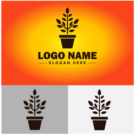 plant icon logo green leaf seedling growing plant eco technology environment silhouette vector logoのイラスト素材