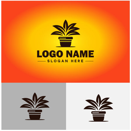 plant icon logo green leaf seedling growing plant eco technology environment silhouette vector logoのイラスト素材