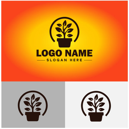 plant icon logo green leaf seedling growing plant eco technology environment silhouette vector logoのイラスト素材