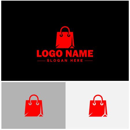 Shopping bag icon logo Online shops luxury Fashion handbag order sign vector logoのイラスト素材