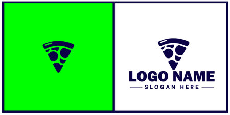 pizza slice icon logo restaurant fast food cafe silhouette vector logoのイラスト素材
