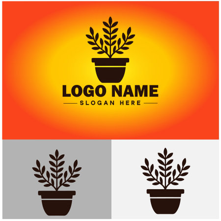 plant icon logo green leaf seedling growing plant eco technology environment silhouette vector logoのイラスト素材