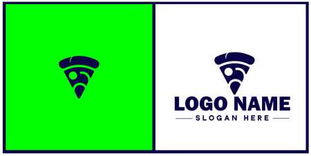 pizza slice icon logo restaurant fast food cafe silhouette vector logoのイラスト素材
