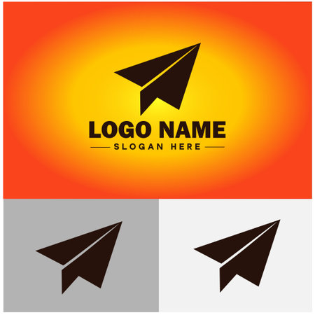 Paper plane icon logo Aircraft Airline Airplane Aviation app silhouette vector logoのイラスト素材