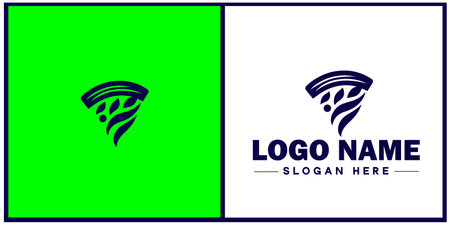 pizza slice icon logo restaurant fast food cafe silhouette vector logoのイラスト素材