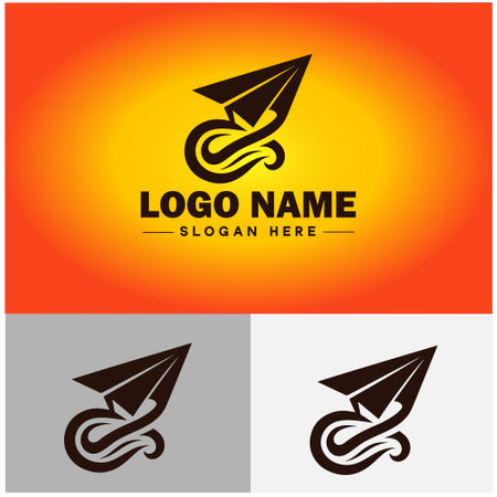 Paper plane icon logo Aircraft Airline Airplane Aviation app silhouette vector logoのイラスト素材