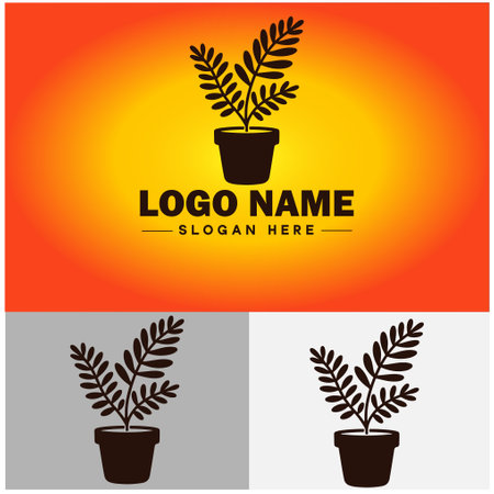 plant icon logo green leaf seedling growing plant eco technology environment silhouette vector logoのイラスト素材