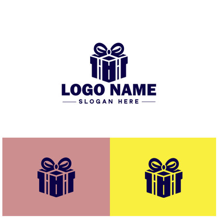 Gift box icon logo modern flat minimalist app business vector logoのイラスト素材