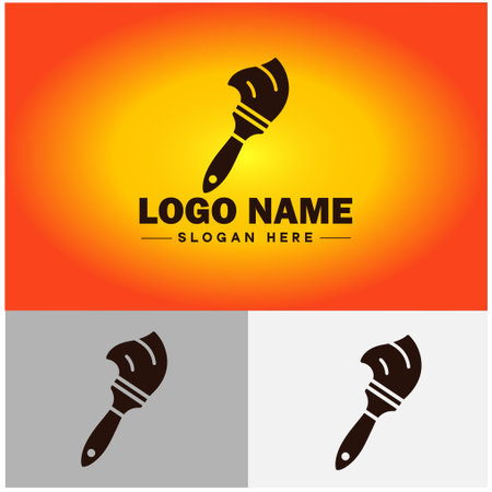 Paint brush icon house paint painting services logo modern flat app business vector logoのイラスト素材