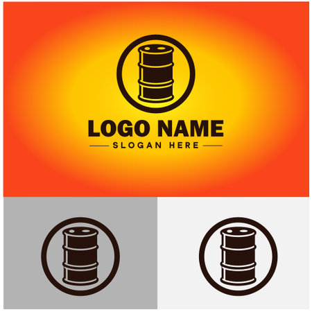 oil drum icon barrel oil Drop Blob Dribble Gallon fuel industry logo modern flat app business vector logoのイラスト素材