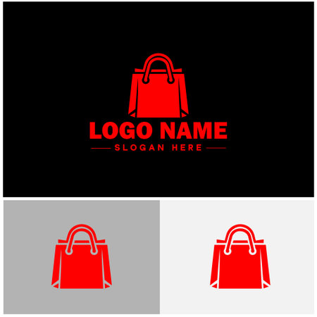 Shopping bag icon logo Online shops luxury Fashion handbag order sign vector logoのイラスト素材
