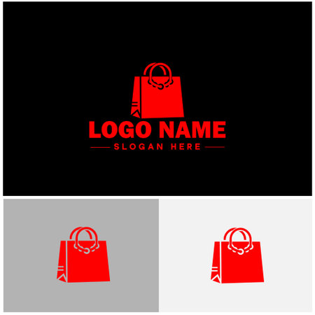 Shopping bag icon logo Online shops luxury Fashion handbag order sign vector logoのイラスト素材